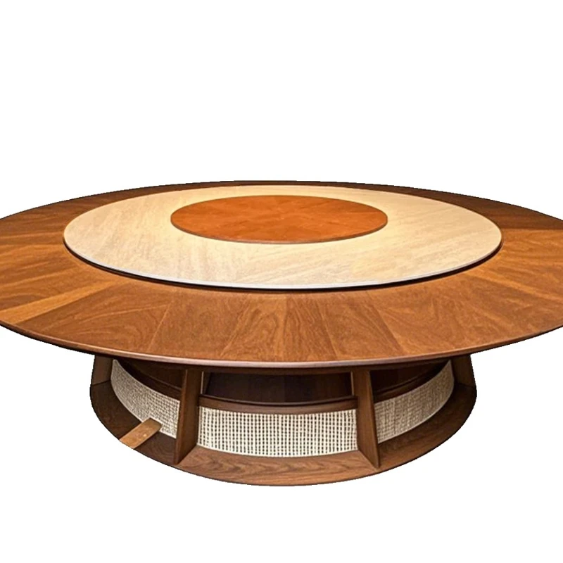 Solid wood hotel dining table large round ta ble, electric, hotel restaurant box for 15 people and 20 people hot pot table