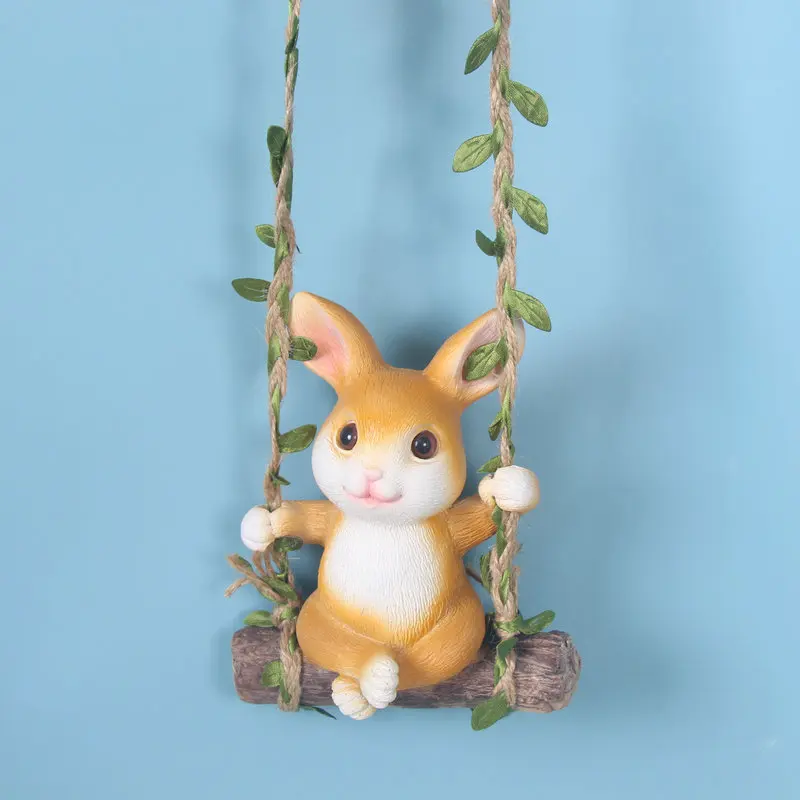 

Cute Rabbit Swinging Pendant Outdoor Courtyard Balcony Kindergarten Potted Plants Pendant Landscape Decoration Resin Pendant