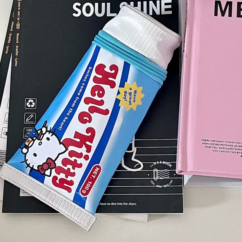 Sanrios Hello Kitty Anime Kawaii Cute Creative Fun Toothpaste Pencil Bag Student Stationery Box Funny Student Christmas Gifts