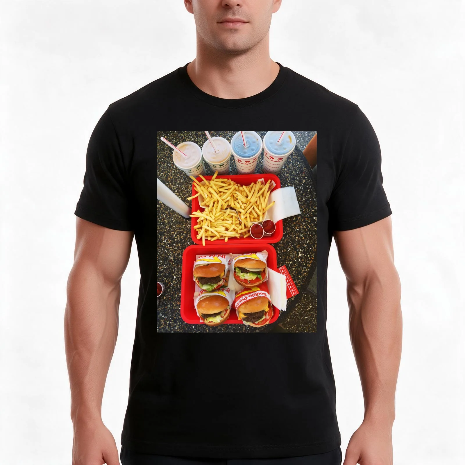 In N' Out T-Shirt, Summer Casual Cotton Tee, Oversized Streetwear Tops, Vintage Graphic Print, Loose Fit Short Sleeve
