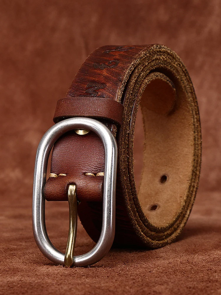 ceinture-en-cuir-bleu-pour-homme-en-acier-inoxydable-en-veritable-cuir-de-veau-pur-faite-a-la-main-tannee-vegetale-style-retro-avec-gravure-'day-word'