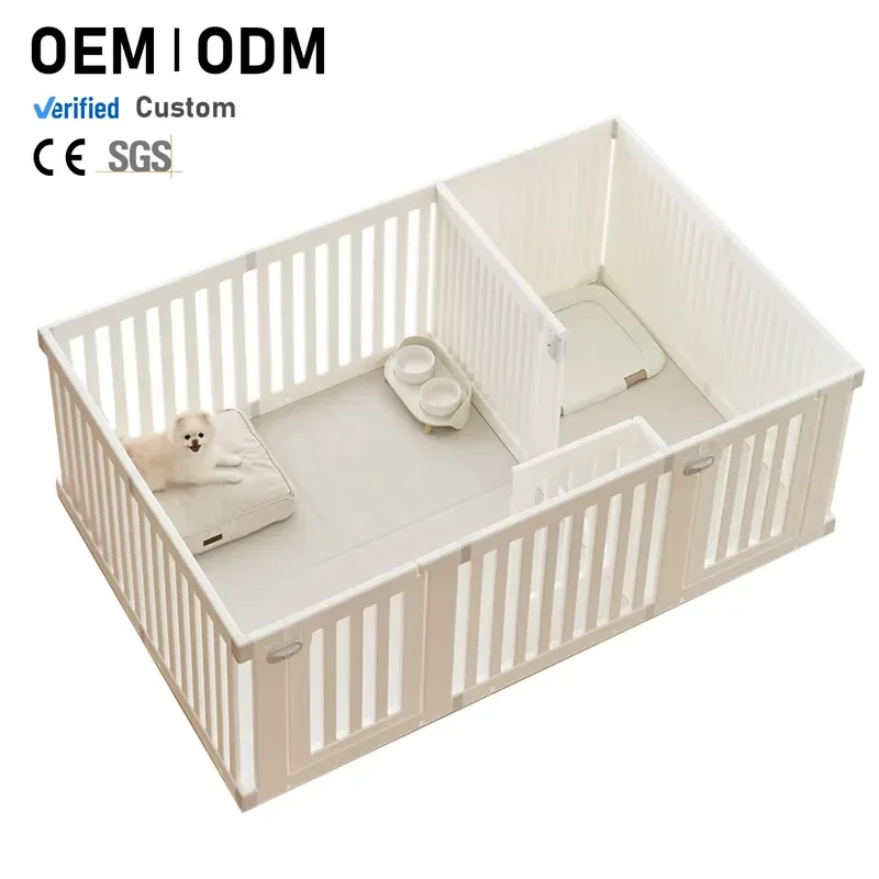 for 201x136x60cm Two Rooms Modern Dog Playpen Easy Assemble Foldable Kennel Enclosure Fence for Small Medium Size Puppies