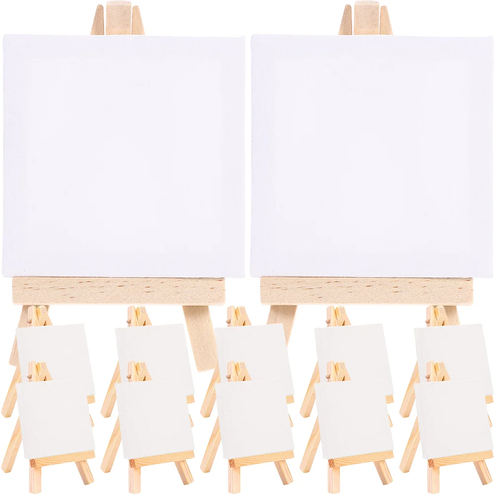 

18 Sets DIY Blank Painting Frames Mini Easel Delicate Canvas Decorative Triangle Stand Multi-function Adorable Small