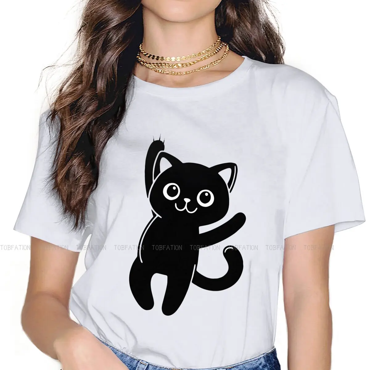 Black Cat 5XL TShirts Holding On Distinctive Homme T Shirt Hipster Tops