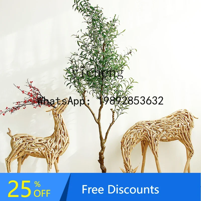 New Year Decoration Ornament Solid Wood Deer Outdoor Large Landscaping Courtyard Homestay Mall Floor Standing