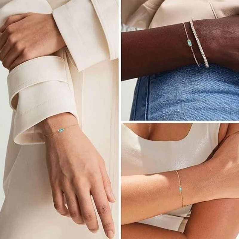Hot Selling December Simple and Luxurious Birthday Crystal Geometry Bracelet for Women Gift Exquisite Jewelry KOFSAC