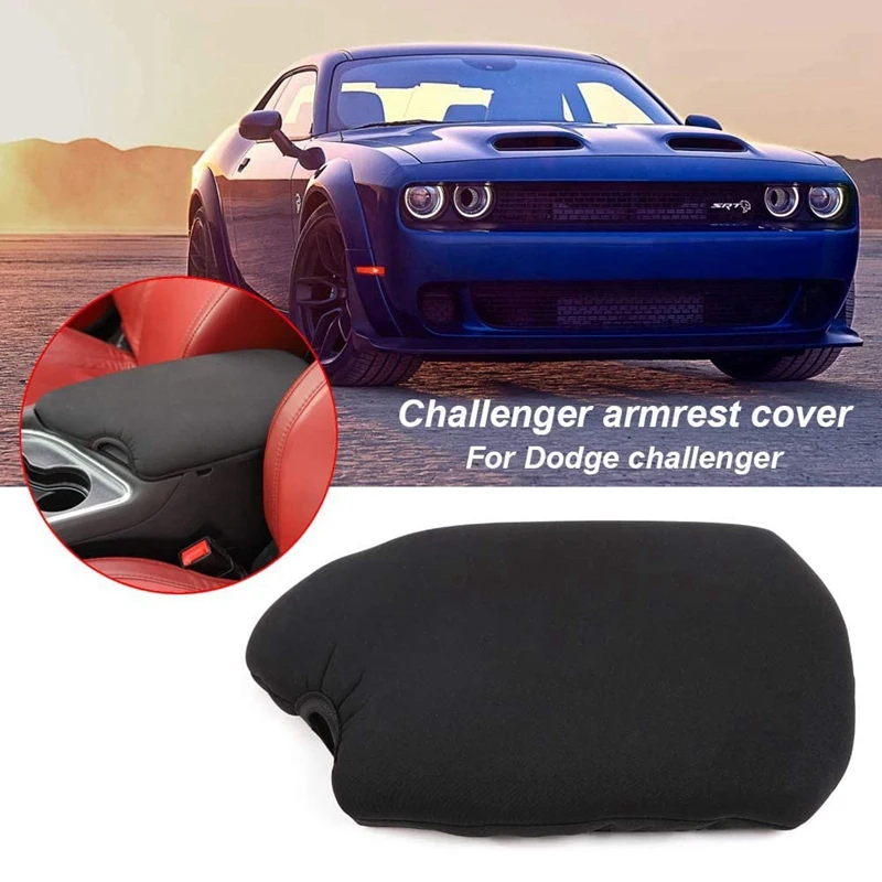 Center Console Armrest Pad Cover Soft Arm Rest Protector For Dodge Challenger 2014-2021 Car Interior Accessories, Black