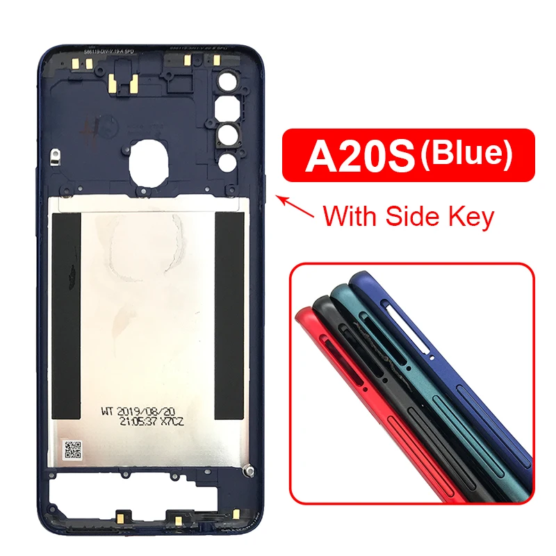 A20s Middle Frame For Samsung Galaxy A20s A207 A207F A207M Middle Frame Bezel Housing Case A20s Battery Back Cover Rear Door Par