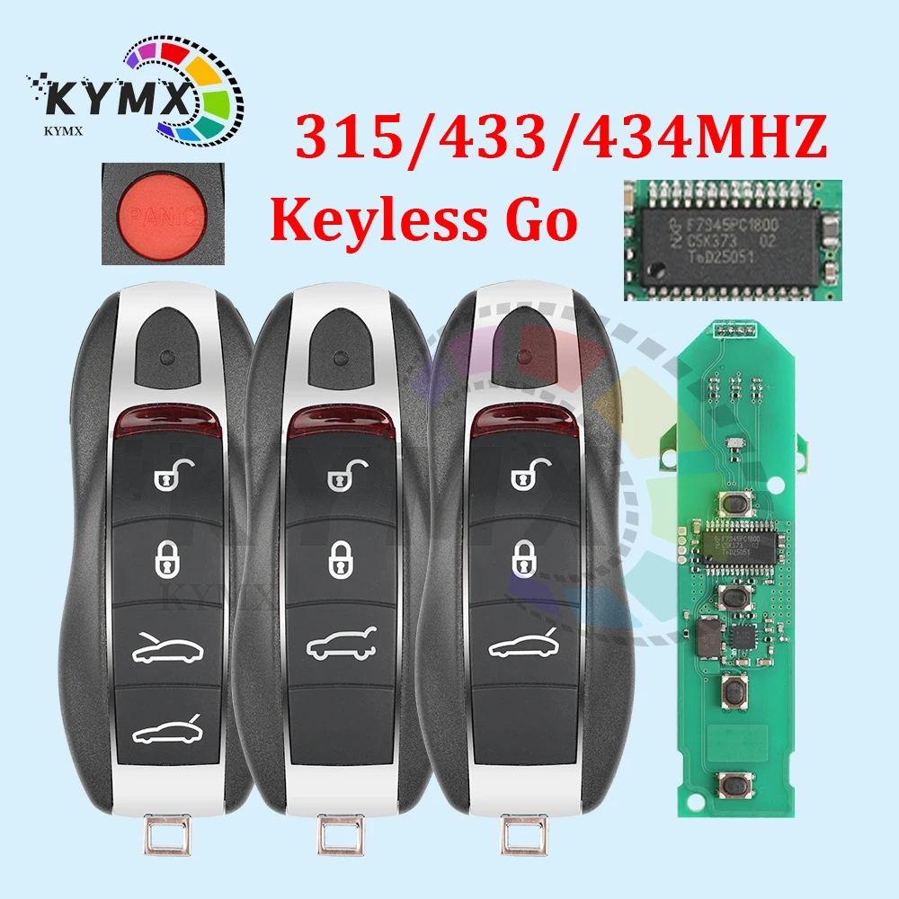 KYMX For Porsche Cayenne Panamera Macan Boxster Cayman 911 958 315MHz 433MHz 434MHz PCF7945P Keyless Smart Remote Car Key Fob