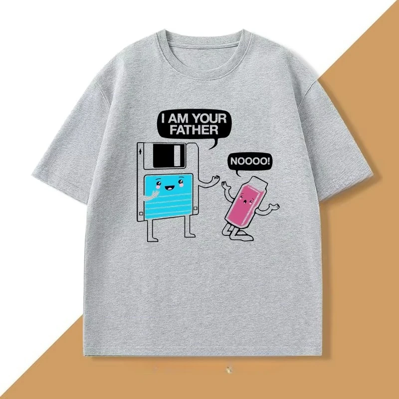 I Am Your Father Women T-Shirt Funny Floppy Disk Computer Science T Shirt Engineer Computer Tech Tee O Neck Short-sleeved Tops
