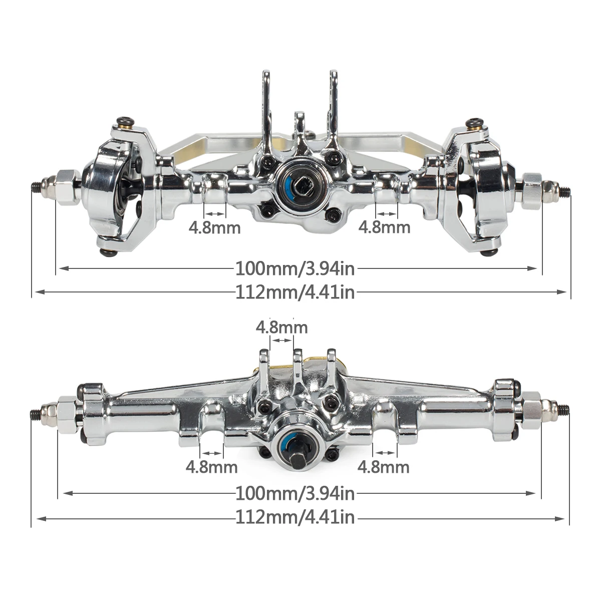 1Set Metal TRX4M Front Rear Complete Axles for 1/18 RC Crawler Car  TRX4-M Defender Bronco K10 Chassis Upgrade Parts