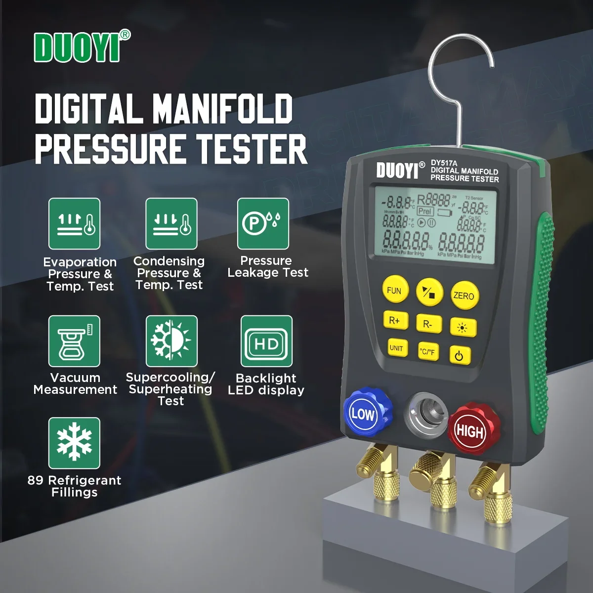 DUOYI DY517A Kühl manometer Set R410A Digital verteiler HVAC Meter Manometer Temperatur tester