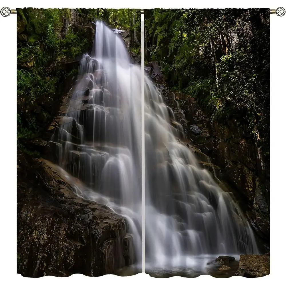 Blackout Curtains with Forest Mountain Scenery, 42 x 84 for Bedroom, Living Room, Kitchen - Noise Reduction