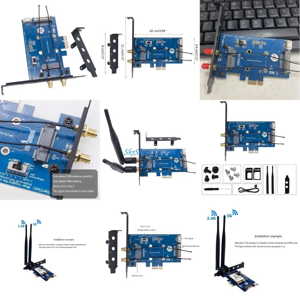 

E65E Mini PCI E to Desktop Adapter Board with Antenna Your PC's Connectivity