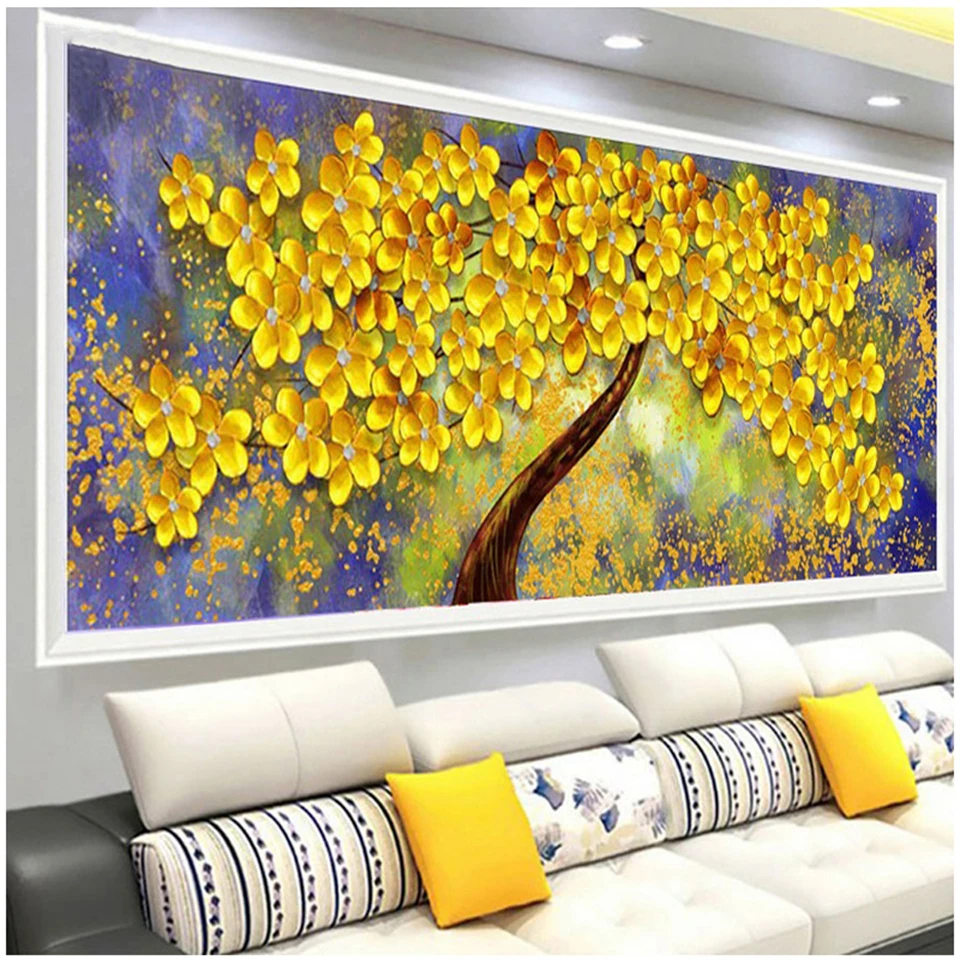 Large DIY Diamond Painting Yellow Money Tree Diamond Embroidery Mosaic pattern 5D Square Round Diamond Mosaic Home Decor TT6782