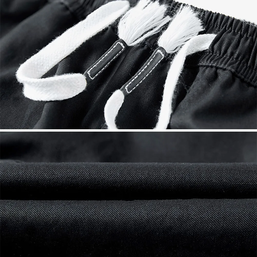 شورت صيفي أسود قابل للتنفس للرجال من القطن الخالص، سروال قصير مريح برباط قابل للتعديل مقاس 5xl #3