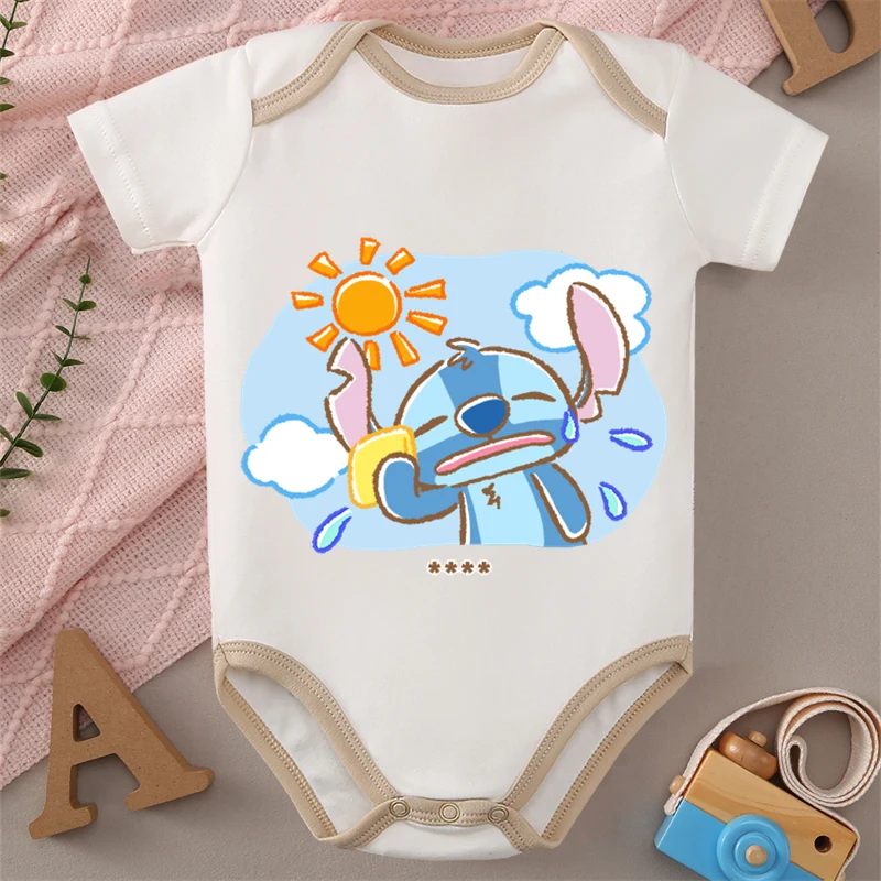 MINISO 100% ملابس قطنية ليلو وستيتش دكتور جامبا جوكيبا بدلة قطعة واحدة مطبوعة بشكل لطيف للأطفال من عمر 0 إلى 12 شهرًا لحديثي الولادة #4