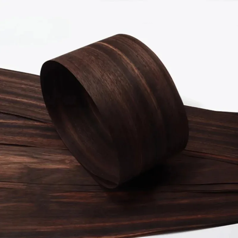 2pieces/pack Black Ebony Wood Veneer Sheet Natural Texture for Furniture Door Instrument Decor Panels L:85*11cm T:0.4-0.5mm