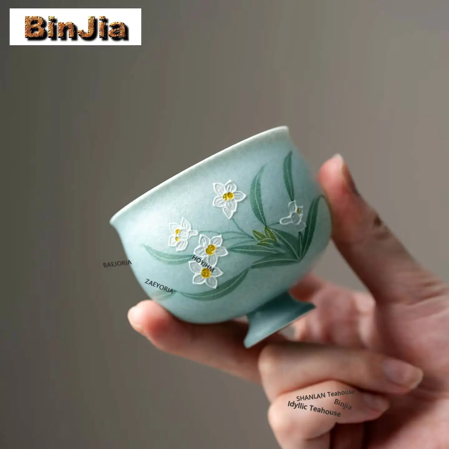 110ml Hand-painted Daffodil Teacup Handmade Tea Bowl Beautiful Tea Cup Tea-tasting Personal Cup Jianzhan Master Cups Teaset