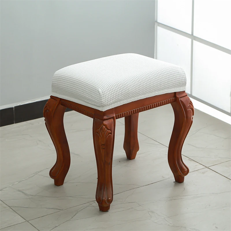 Solid Color Chair Cover Square Dust Cover Dressing Stool Cover Removable Elastic Seat Case Home Decor Seat Protector Covers