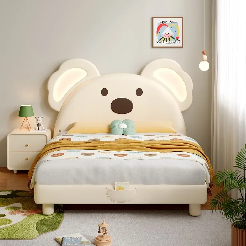 White Normal Single Kids Beds Frame Safety Simple Design Modern Kids Bed Children Boys Custom Cama Infantil Furniture Home