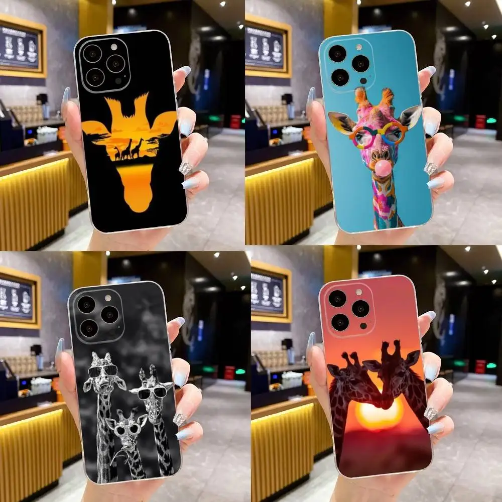 

Giraffe Phone Case For iPhone 16,15,14,13,12,11 Plus,Pro,Max,XR,XS,X,7,8 Plus,SE,Mini Transparent Soft Cover