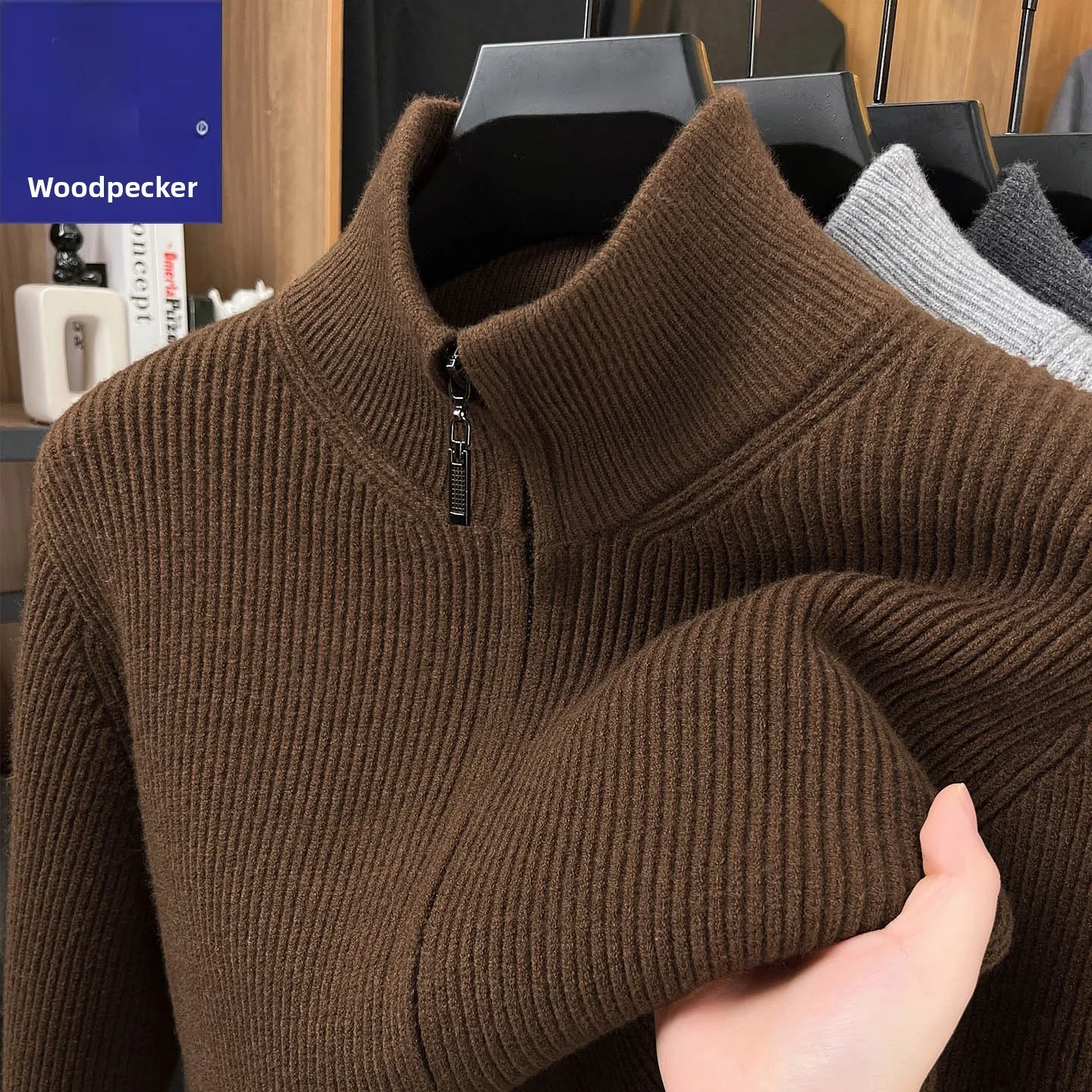 

Мужской шерстяной кардиган TUCANO на молнии, повседневный, с длинным рукавом, теплый, дышащий, комфортный, с высоким воротником, осенне-зимний, новинка