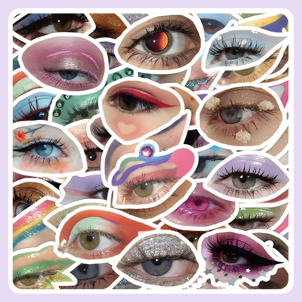 10/30/60pcs Colourful Eye Makeup Eyes Stickers Aesthetic Graffiti Cool Waterproof Decal DIY Phone Notebook Fridge Decoration Toy