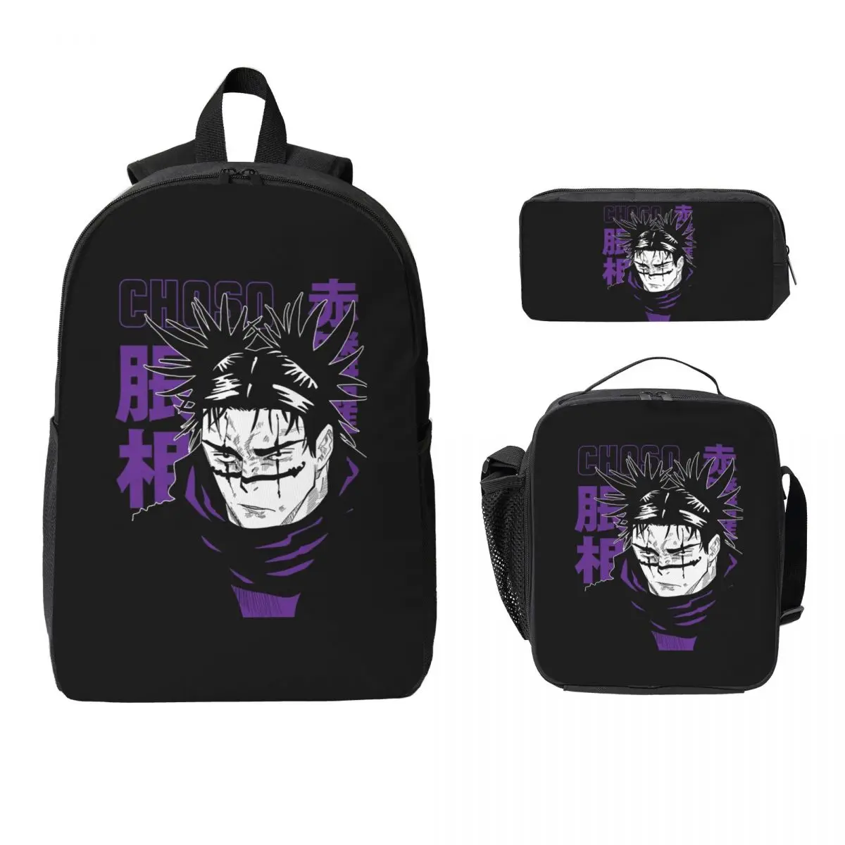 

Choso JJk Manga Jujutsu Kaisen Red Blood Backpack BookBag School Bag Computer Shoulder Bags 3ps Insulated Lunch Bag Pencil Case