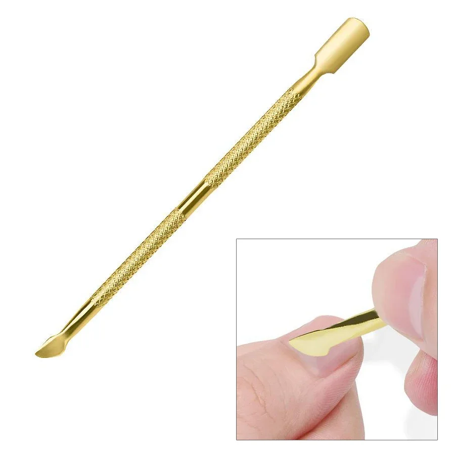 2 way gold color cuticle pusher, manicure spoon, nail art, dead skin tip, 1 part