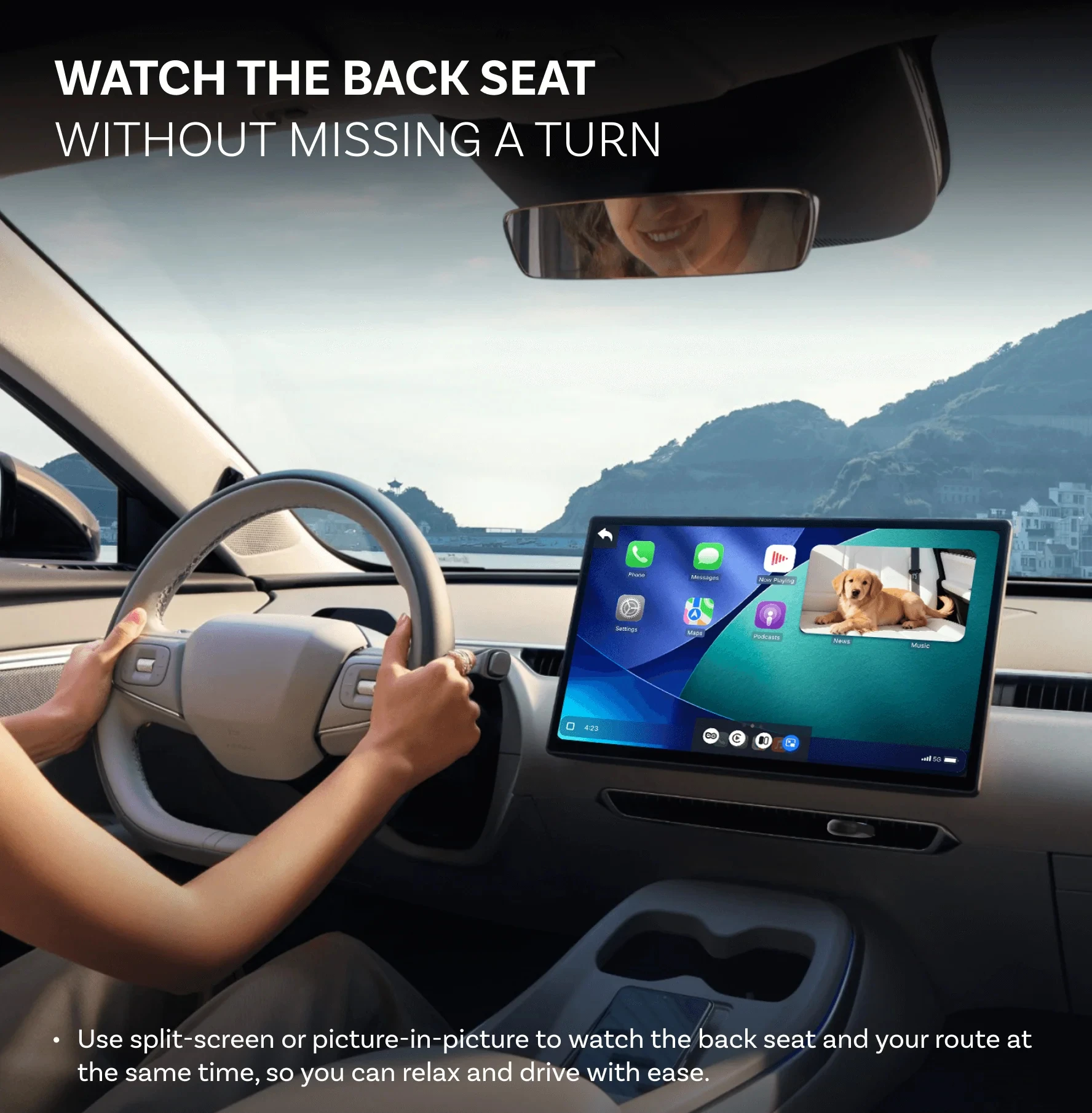 Ottocast المقصورة الرعاية اللاسلكية CarPlay محول سيارة المقعد الخلفي كاميرا للطفل الحيوانات الأليفة الاطفال اكسسوارات السيارات لشركة هيونداي بنز VW تويوتا #4