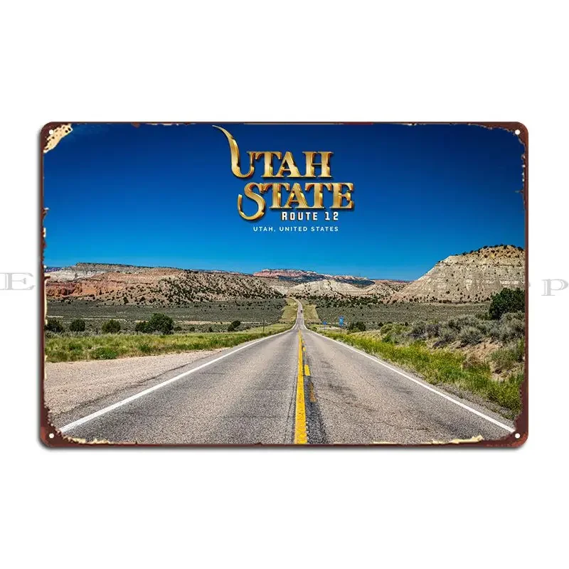 Utah State Route 12 Drive Metal Sign Funny Personalized Customize Living Room Cinema Tin Sign Poster