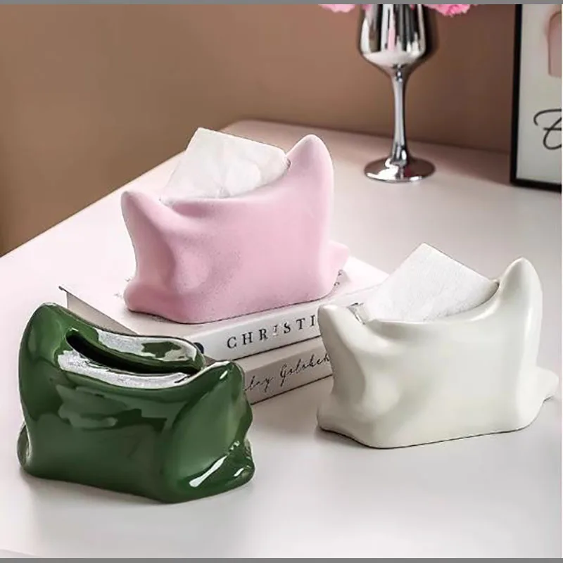 European Style Ceramic Irregular Tissue Box Exquisite Home Bedroom Living Room Tissue Box Table Storage Tube Home Decoration New