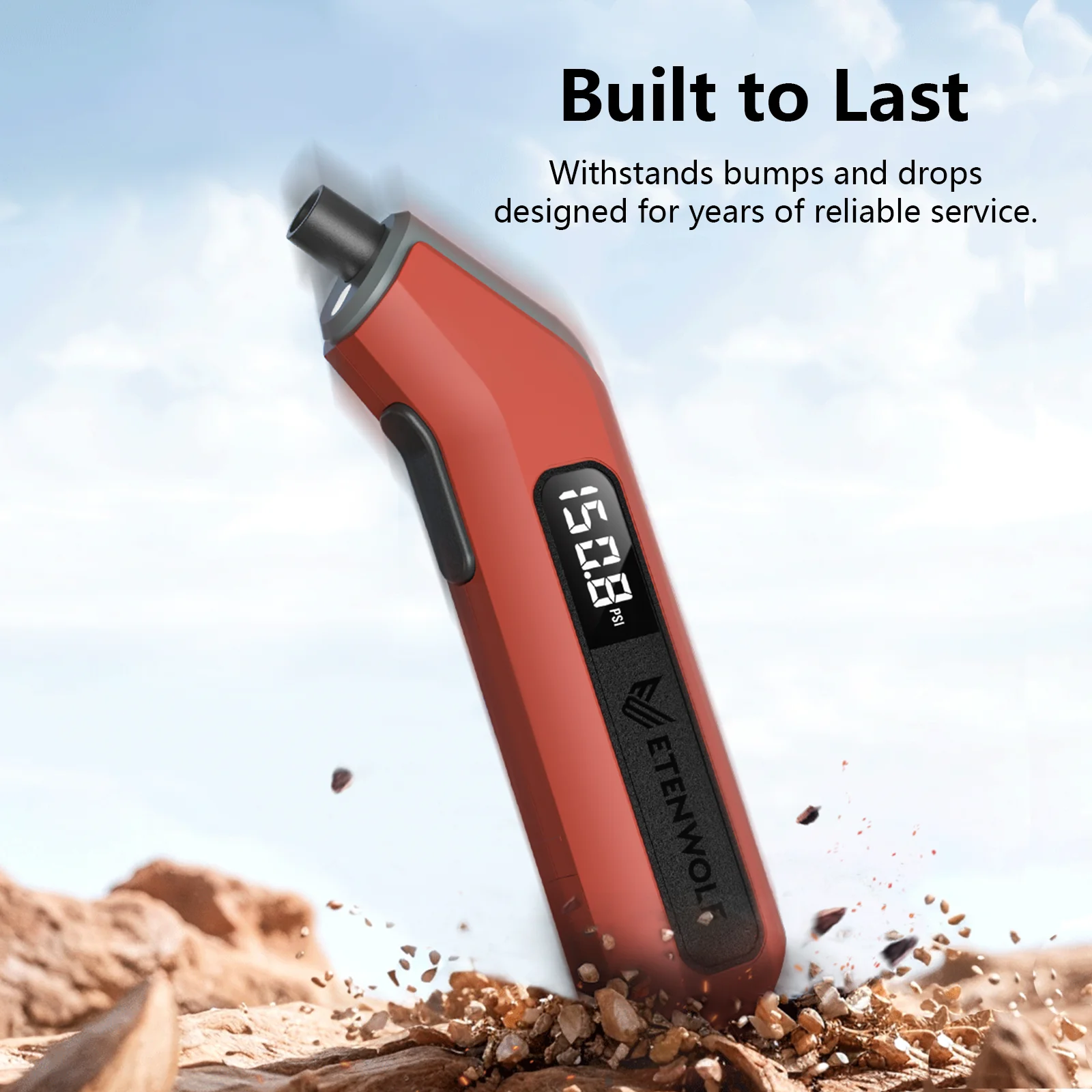 ETENWOLF T300 Medidor de pressão digital de pneus 3-200 PSI calibrado para ANSI B40.7 Grau 2A Medidor de pneus industrial 3A Baterias