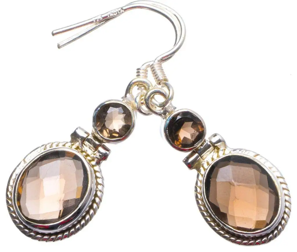 

StarGems® Natural Smoky Quartz Handmade Unique 925 Sterling Silver Earrings 1.5" X3803