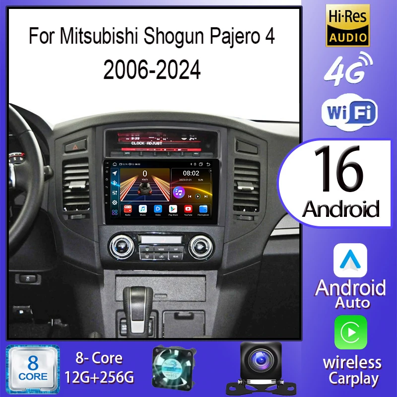 أندرويد 16 Carplay Auto لميتسوبيشي شوغون باجيرو 4 V80 V90 2006 - 2024 راديو السيارة الوسائط المتعددة مشغل فيديو الملاحة ستيريو