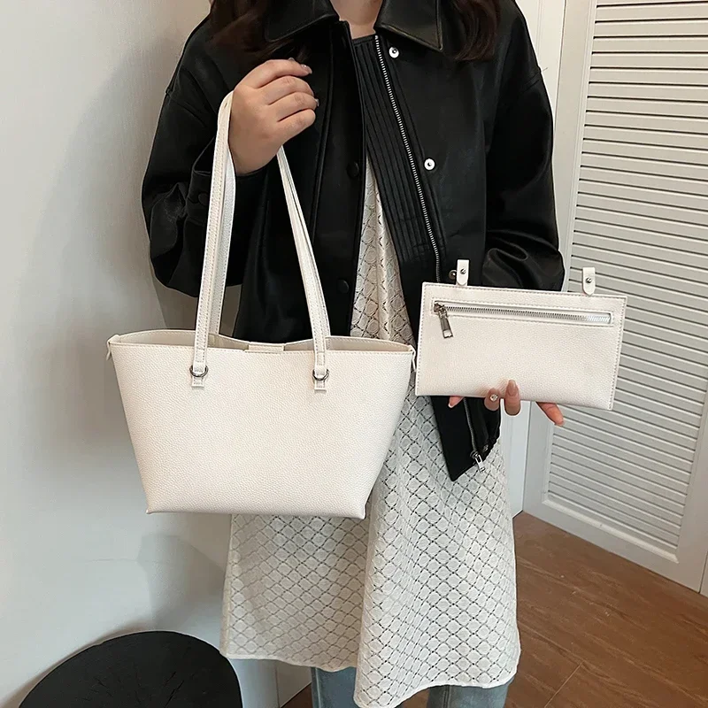 여성용 PU 가죽 숄더백 토트백, 여성 여행 가방, 디자이너 럭셔리 레이디 언더암 백, 브랜드 Sac Bolsas 패션, 2 세트