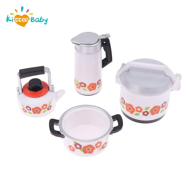 

1Set Dollhouse Mini Rice Cooker Casserole Kettle Teapot Set Kitchen Cooking Utensil Mini Food Play Model Furniture Accessories