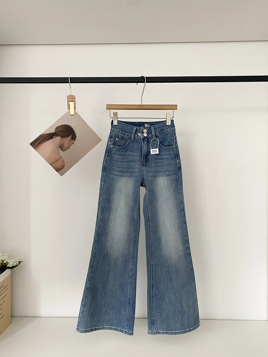 

Spring 2026 High Waist Slim Fit Retro Style Commute Friendly Denim Pants Women's Fashionable Casual Straight Leg Jeans