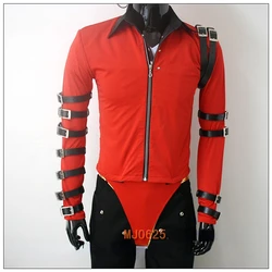 Michael Jackson BAD Red Jacket Coat MJ Casual Punk Cool Jacket Unisex Vocal Concert Costume Cosplay Halloween Handmade