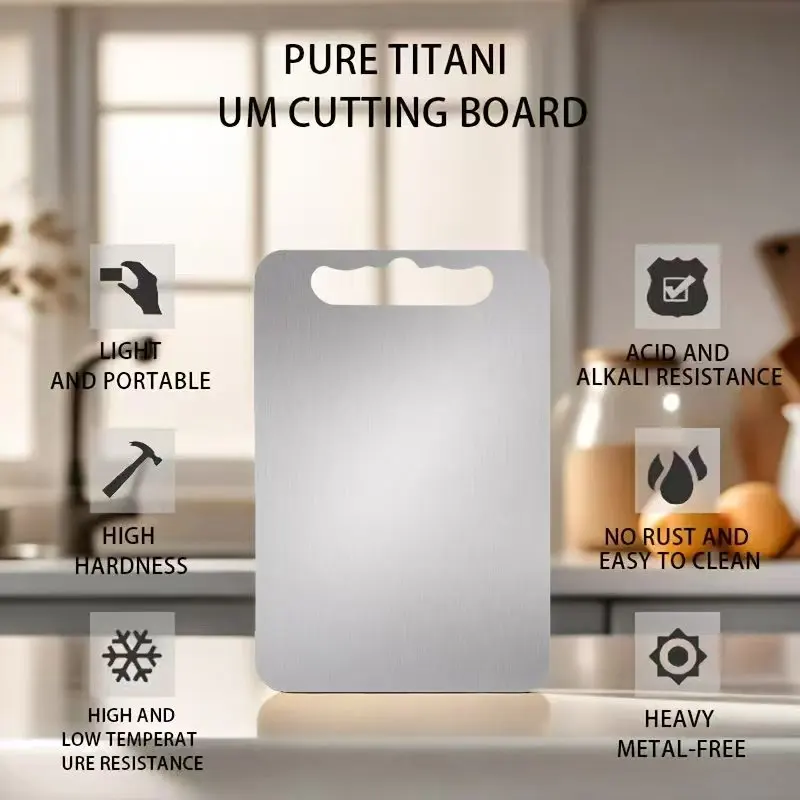 100% Pure Titanium Cutting Board - Two Styles of Kitchen Cutting Boards, Dishwasher Washable Double-Sided Titanium Board Suitabl