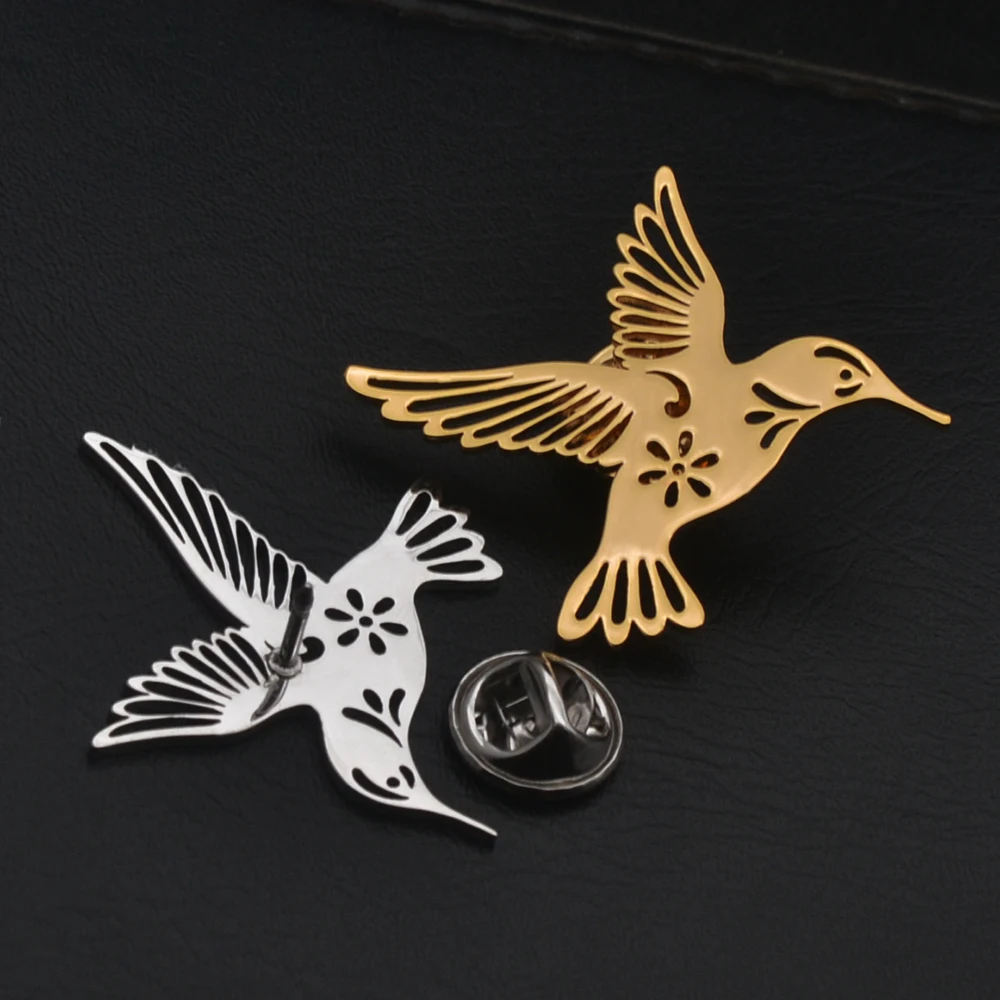 Fashion Gentleman Bird brooch Men\'s Shirt Collar Pin Lapel Pin Stainless Steel Jewelry Wedding Banquet Dress Accessory Gift