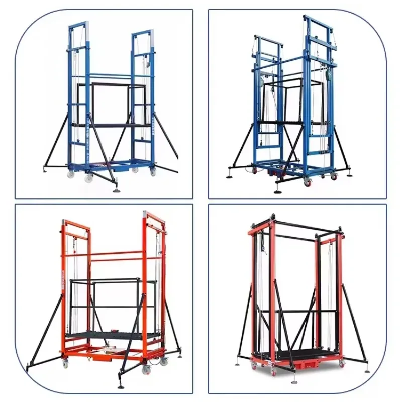 ポータブル折りたたみ式油圧調整可能移動作業台 7M 9M 300Kg 500Kg 自動制御電動足場リフトプラットフォーム