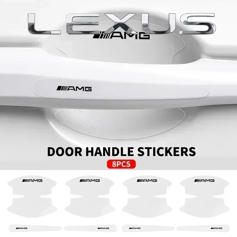 

8pcs Car Door Bowl Anti-scratch Badge Clear Door Handle Sticker For Mercedes Benz AMG GLE GLC W205 W206 W203 W204 W210 W212