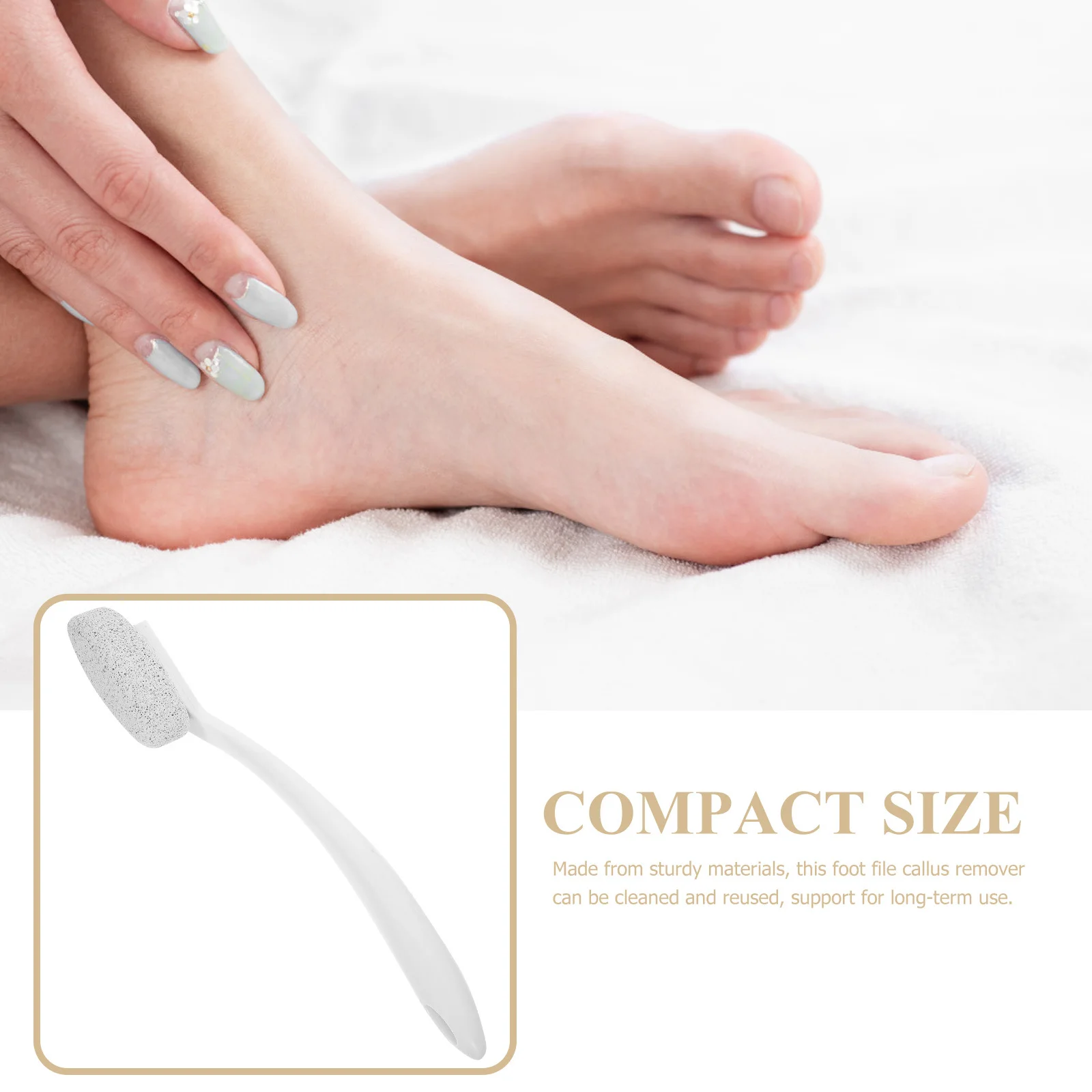 

Pedicure Foot File Portable Callus Remover Long Handle Pumice Stone for Feet Dead Skin Removal Tool Ergonomic Grip Home Salon