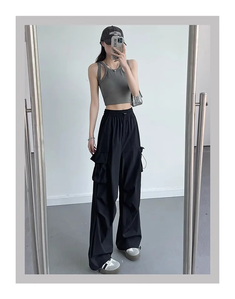 XIZOU American Sle Qui Dry Work Pants Women Summer Thin Large Size Fat MM Slim Loose Trousers Casual Wide Leg Floor-Length