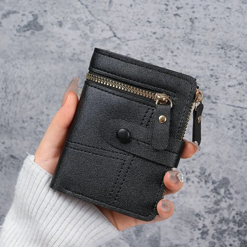 Wallet New Button Wallet Female Solid Color Wallet Thin Ladies Wallet Card Clip Short Coin Purse Cross-Border Wholesale