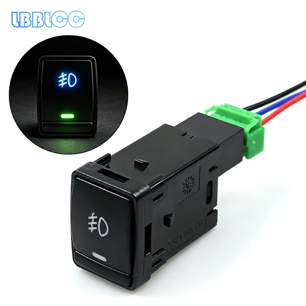1Pcs Car Fog Lights Switch For Nissan Old Sunny Tiida 5 Pin ON-OFF Button 12V Blue+Green