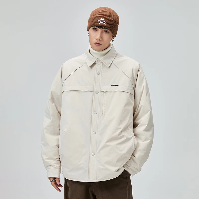Winter Cargo Shirt Style Duck Down Jacket Men Fashion Outdoor Loose Casual Lightweight Down Jacket Cold-proof Coat Outerwear