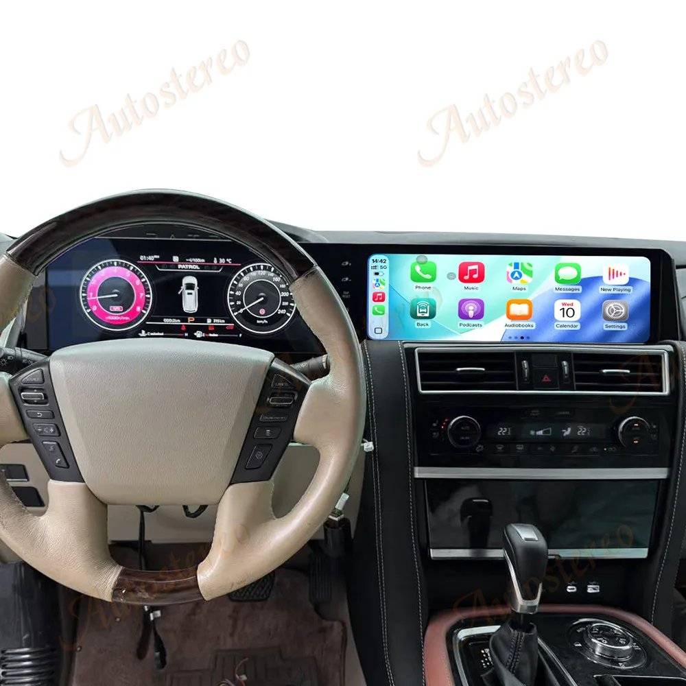 Dual Screen Carplay Android For Infiniti QX80 GPS Navigation Head Unit Multimedia Player Car Radio Digital Cluster Odometer